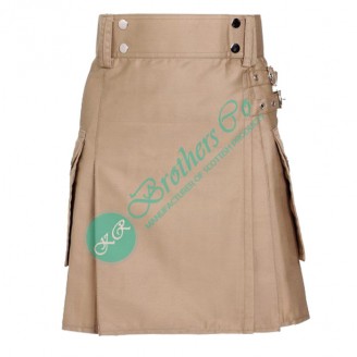 Ladies Khaki Utility Kilt Skirt